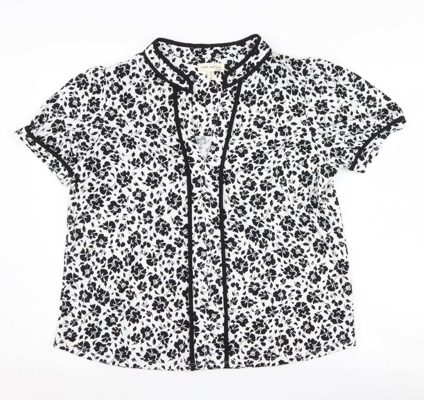 Womens UK Size M faith and joy Black  Blouse