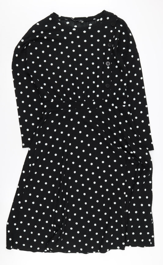Zara Women's Black Polka Dot Dress Size 2