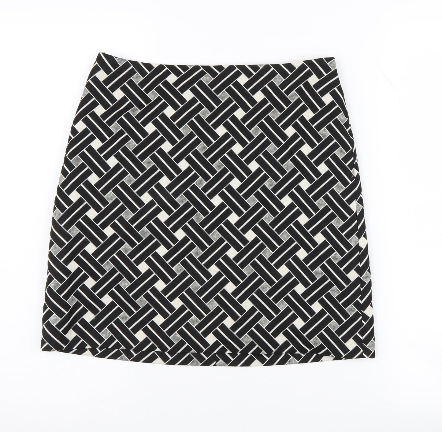 Marks and Spencer Women's Black Geometric Skirt, Size 8