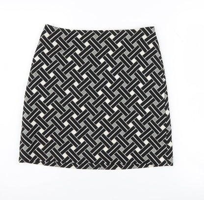 Marks and Spencer Women's Black Geometric Skirt, Size 8