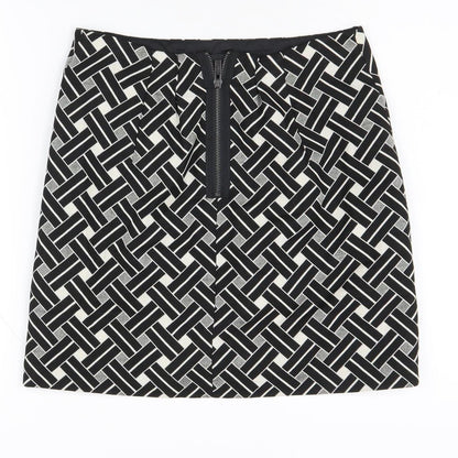 Marks and Spencer Women's Black Geometric Skirt, Size 8