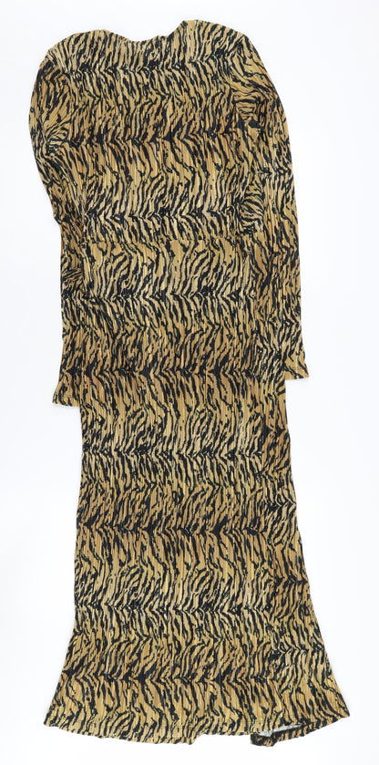 Edited Women's Multicoloured Animal Print Wrap Dress Size 10