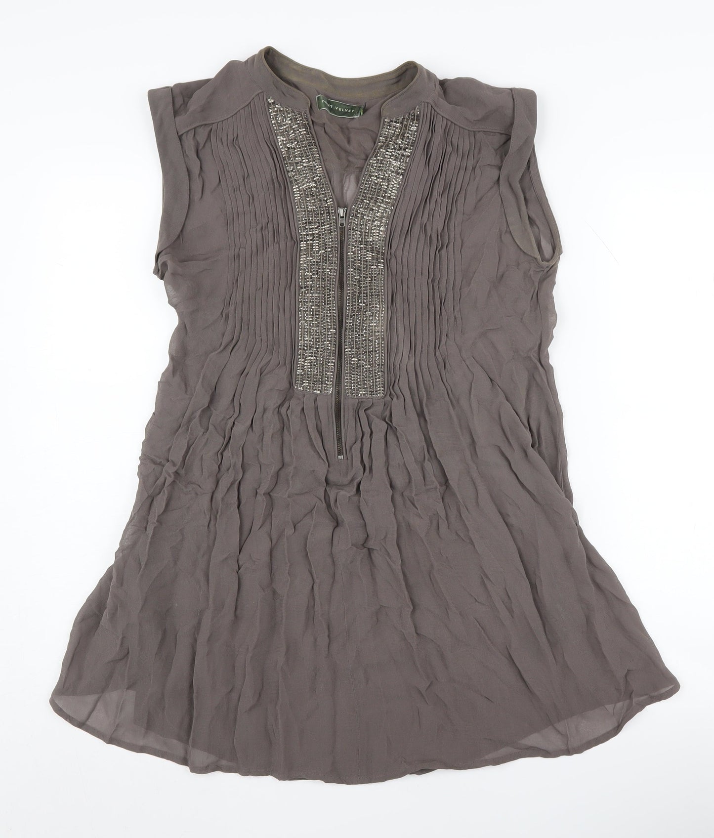 Womens UK Size 10 Mint Velvet Grey Tunic Blouse