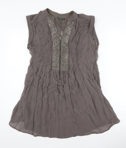 Womens UK Size 10 Mint Velvet Grey Tunic Blouse