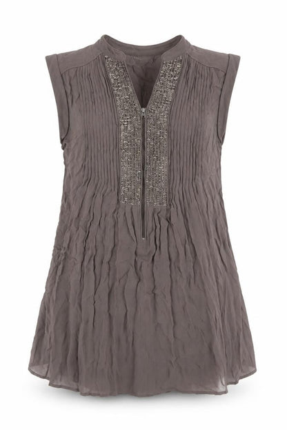 Womens UK Size 10 Mint Velvet Grey Tunic Blouse