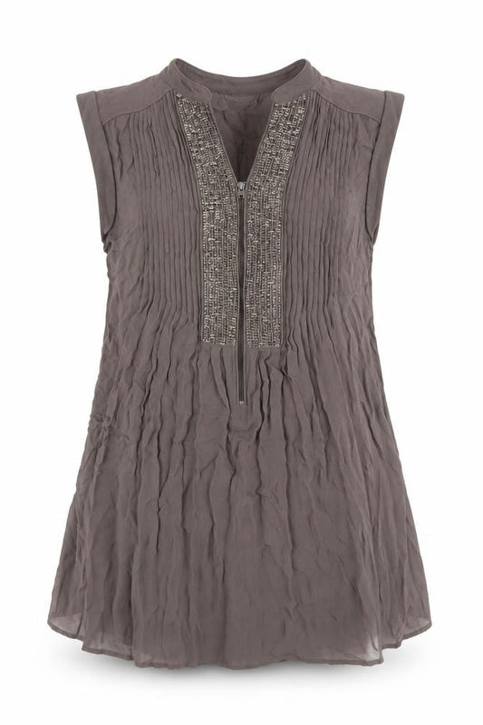 Womens UK Size 10 Mint Velvet Grey Tunic Blouse