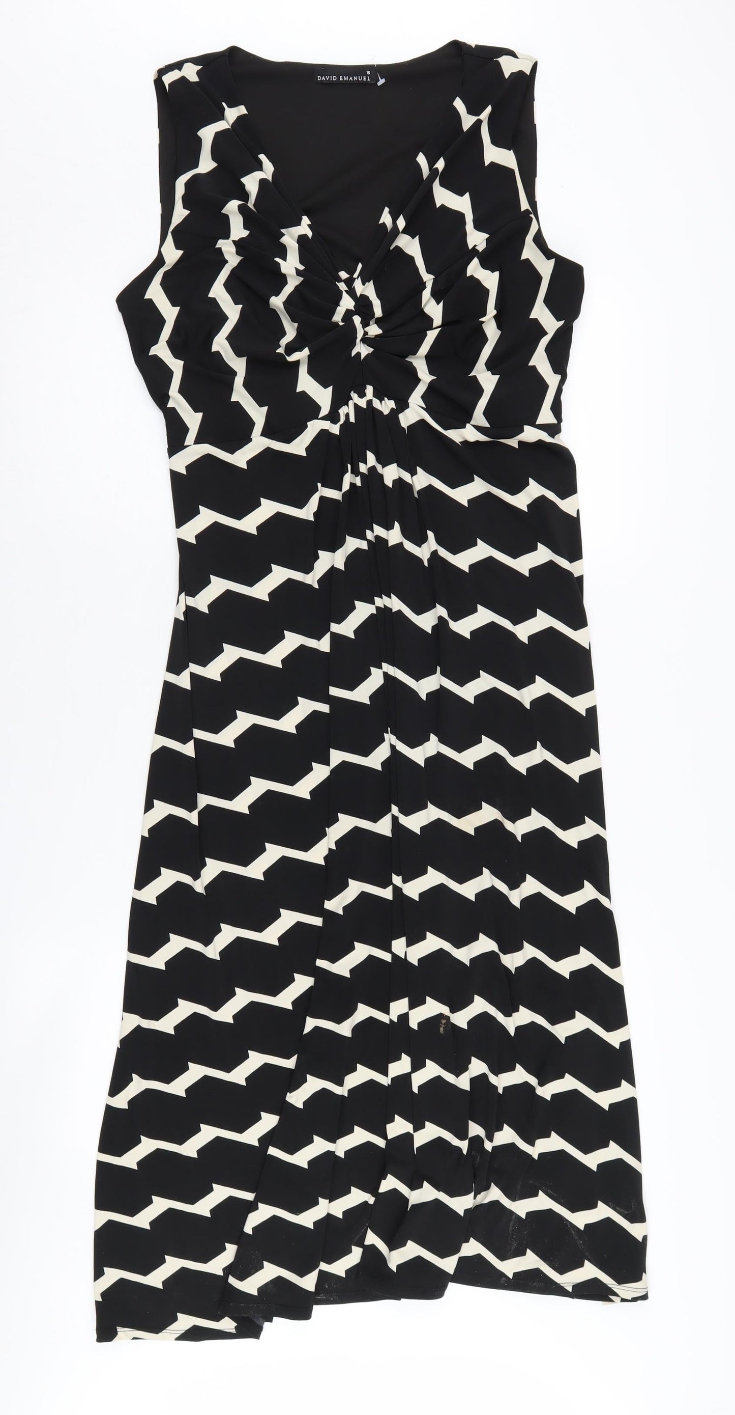 David Emanuel Women's Black Geometric Dress Size 16