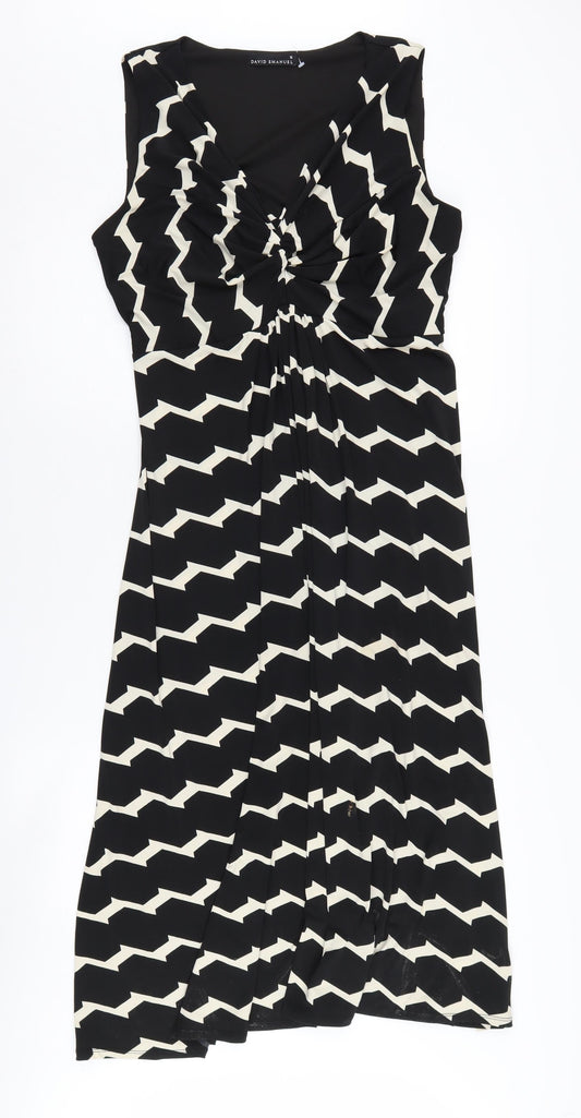 David Emanuel Women's Black Geometric Dress Size 16