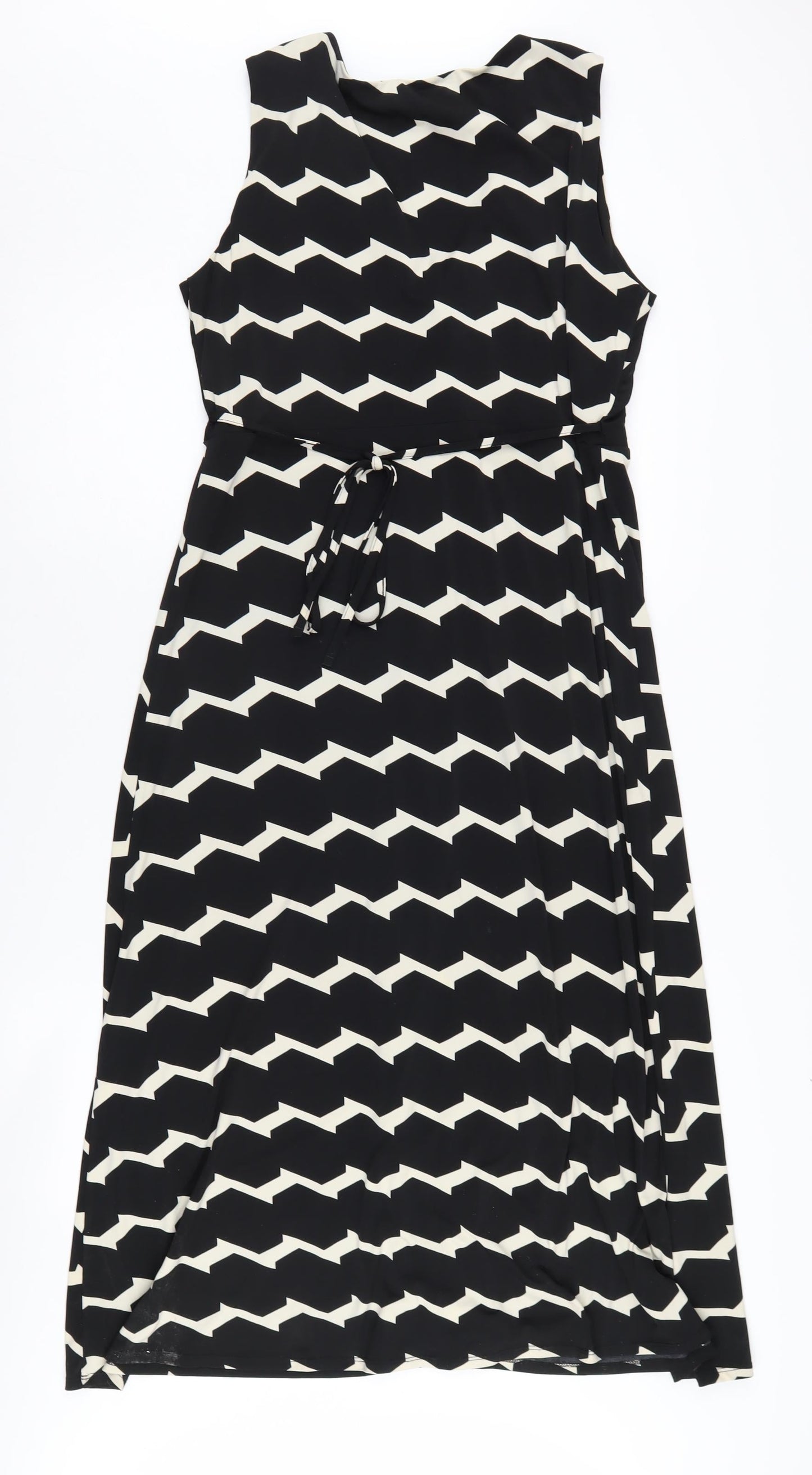 David Emanuel Women's Black Geometric Dress Size 16