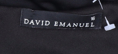 David Emanuel Women's Black Geometric Dress Size 16