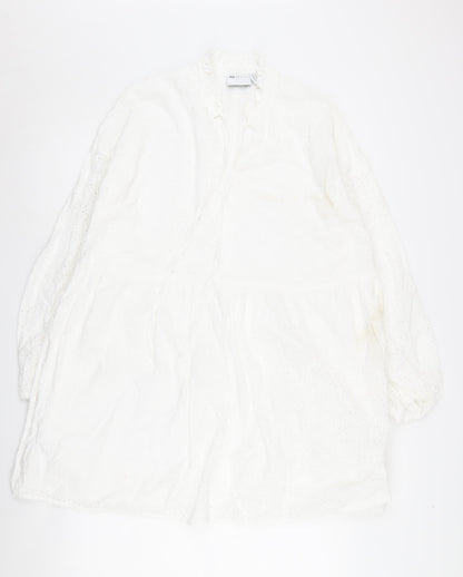 Asos Design Women's White Long Sleeve Dress Cotton