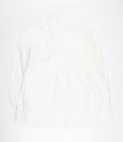 Asos Design Women's White Long Sleeve Dress Cotton