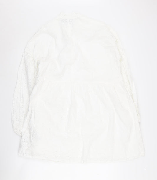 Asos Design Women's White Long Sleeve Dress Cotton