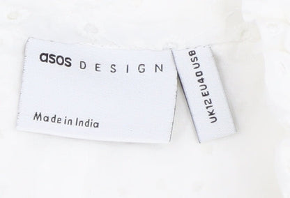 Asos Design Women's White Long Sleeve Dress Cotton