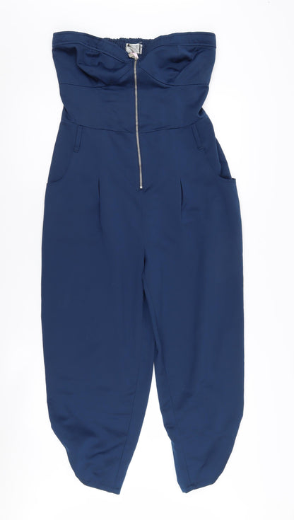 Lipsy Women's Blue Strapless Jumpsuit Size 12