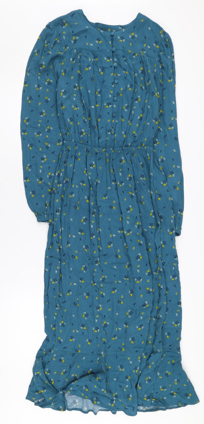 Marks and Spencer Women's Blue Floral A-Line Midi Dress