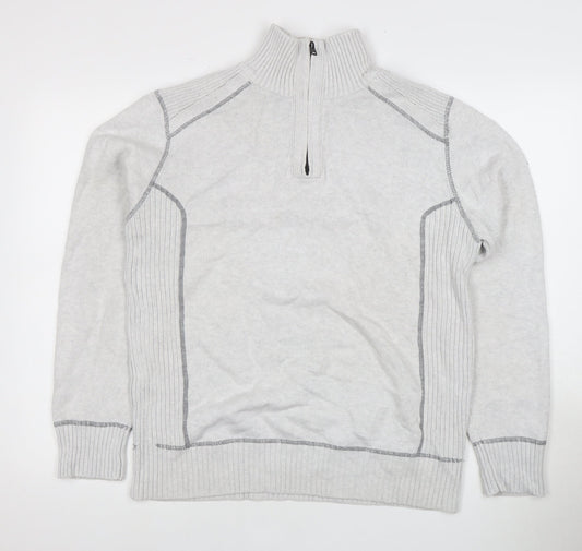 Next Men's Grey Pullover Jumper, M, Half Zip, High Neck