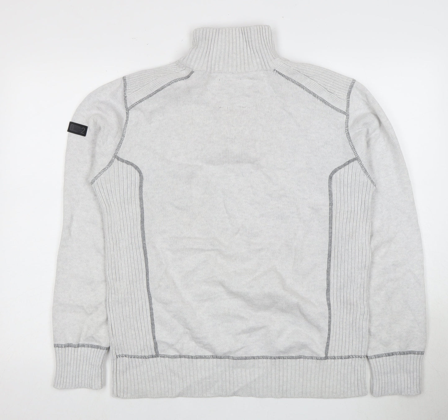 Next Men's Grey Pullover Jumper, M, Half Zip, High Neck