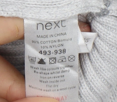 Next Men's Grey Pullover Jumper, M, Half Zip, High Neck