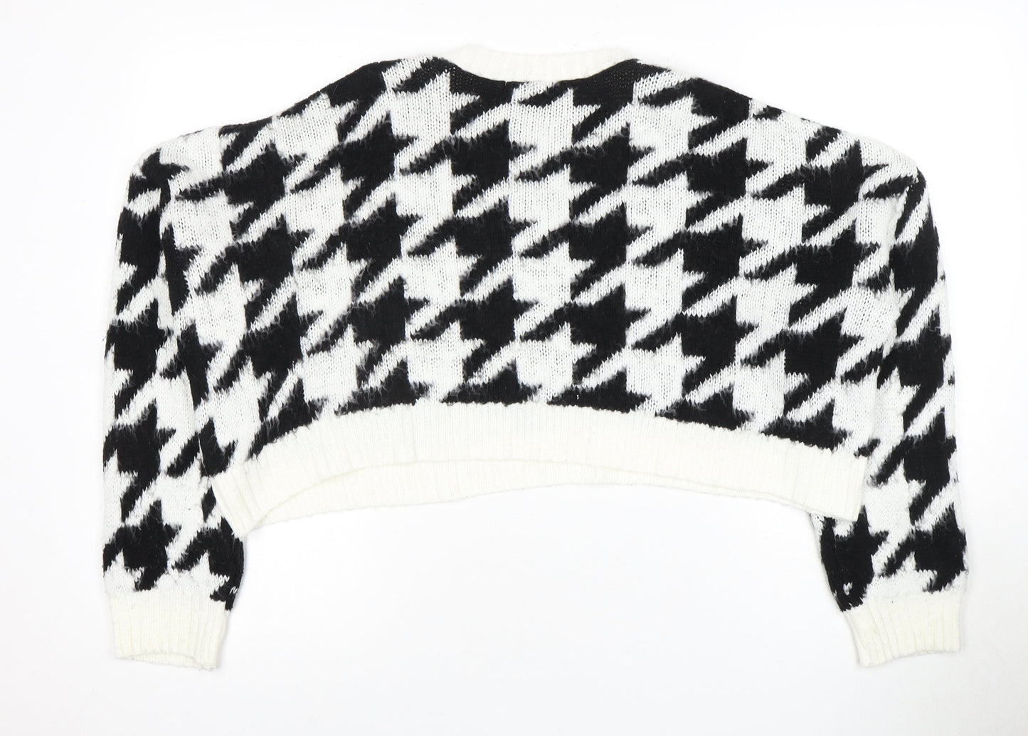 boohoo Unisex Geometric Jumper, Black/White, M