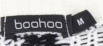 boohoo Unisex Geometric Jumper, Black/White, M