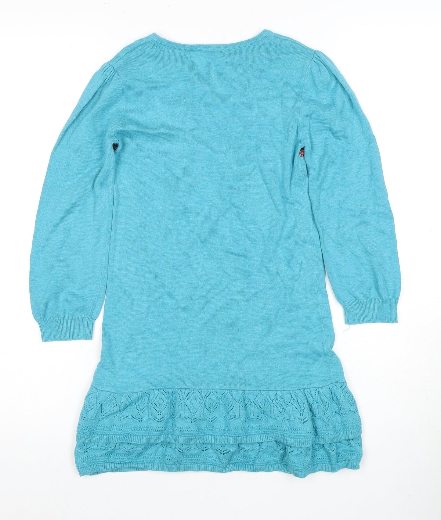 Marks and Spencer Girls Blue Embroidered Knit Dress 6-7 Years