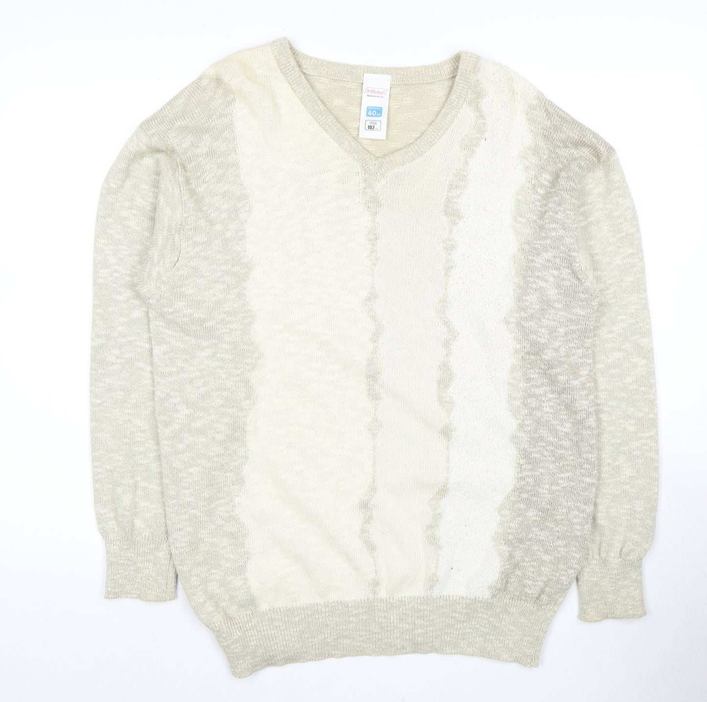 St Michael Men's Beige V-Neck Pullover Jumper M