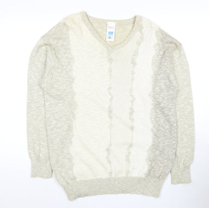 St Michael Men's Beige V-Neck Pullover Jumper M
