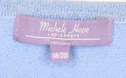 Womens UK Size 18 Michele Hope Blue Cardigan Jumper