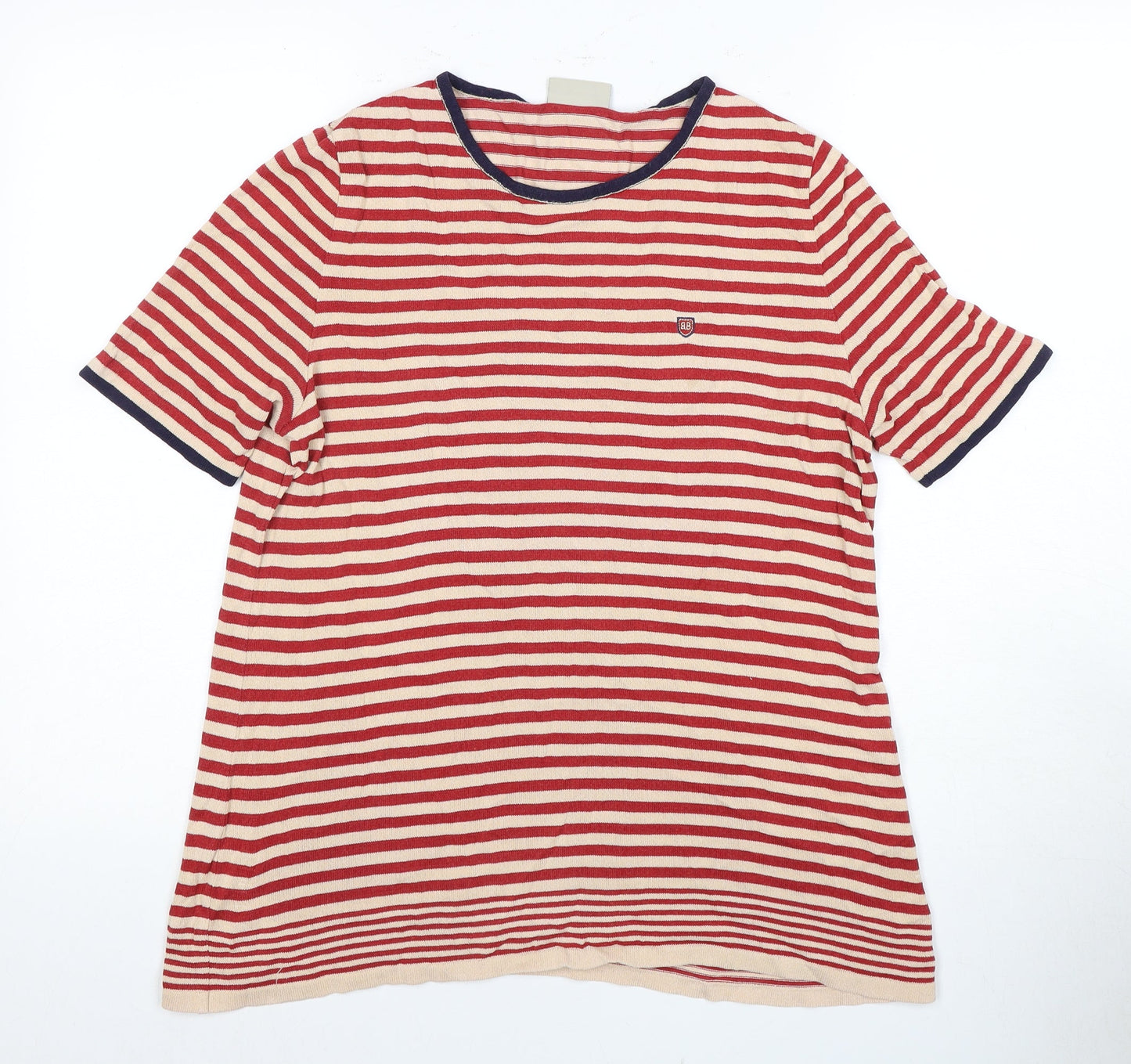 Basler Women's Red Striped Cotton T-Shirt, Size 12