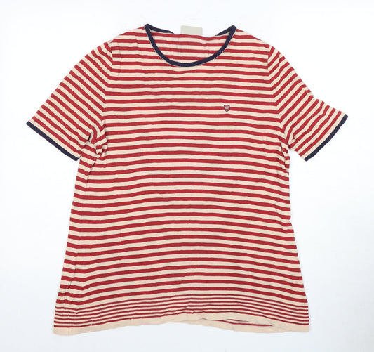 Basler Women's Red Striped Cotton T-Shirt, Size 12