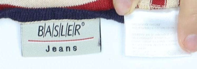 Basler Women's Red Striped Cotton T-Shirt, Size 12