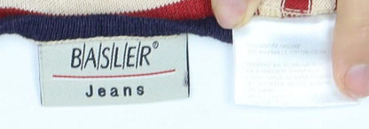 Basler Women's Red Striped Cotton T-Shirt, Size 12