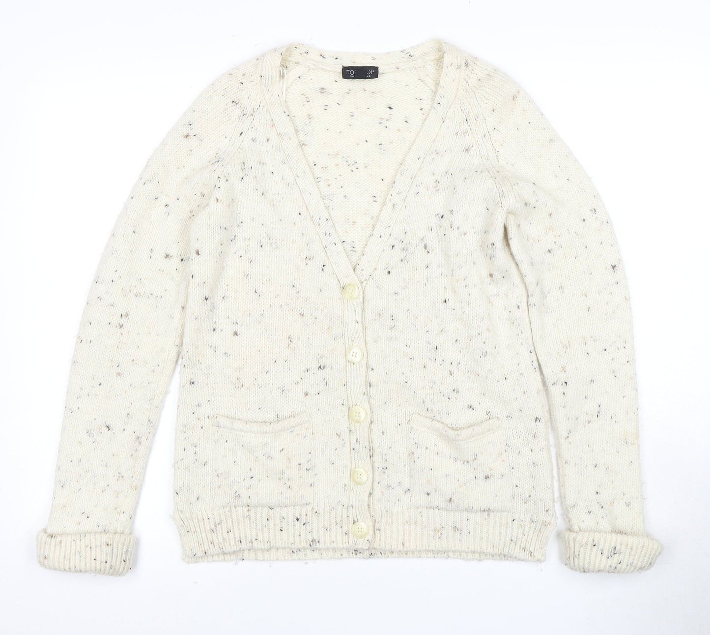 Womens UK Size 8 Topshop Ivory Cardigan Jumper