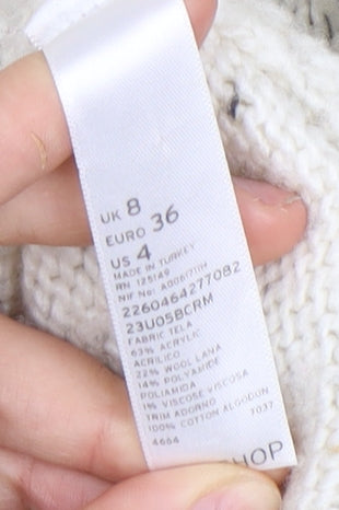 Womens UK Size 8 Topshop Ivory Cardigan Jumper