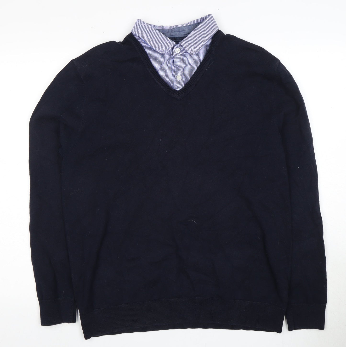 Next Men's Black V-Neck Pullover Jumper, Large