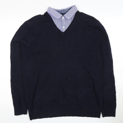 Next Men's Black V-Neck Pullover Jumper, Large