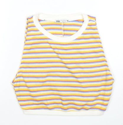 Womens UK Size 4 Zara Multicoloured Cropped Tank