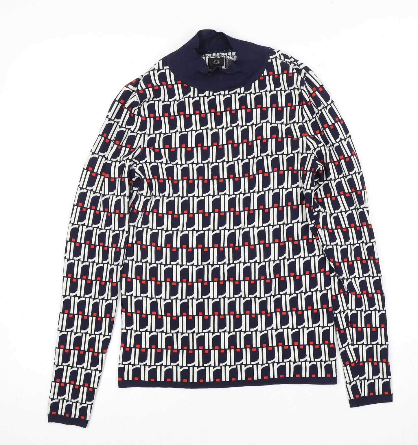 Womens UK Size 10 River Island Multicoloured Jersey Blouse