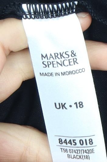 Womens UK Size 18 Marks and Spencer Black Basic T-Shirt