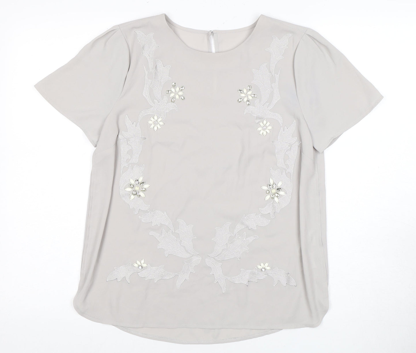 Womens UK Size 10 Oasis Grey Basic Blouse