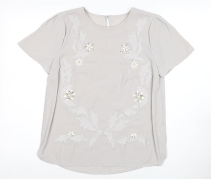 Womens UK Size 10 Oasis Grey Basic Blouse