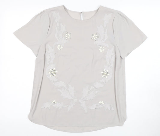 Womens UK Size 10 Oasis Grey Basic Blouse