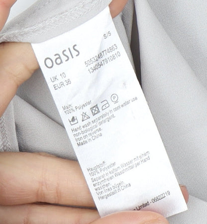 Womens UK Size 10 Oasis Grey Basic Blouse