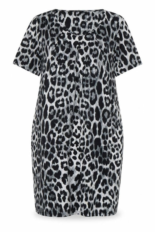 Front view of Roman Women's Animal Print Short Sleeve Dress, size 12