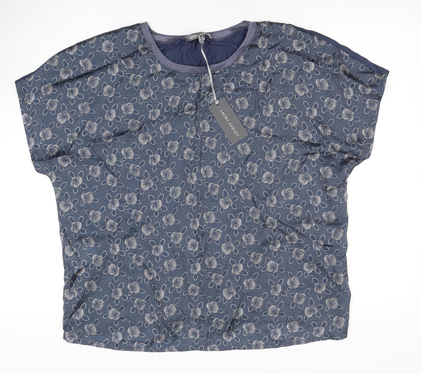 Laura Ashley Women's Blue Floral Blouse, Size 18