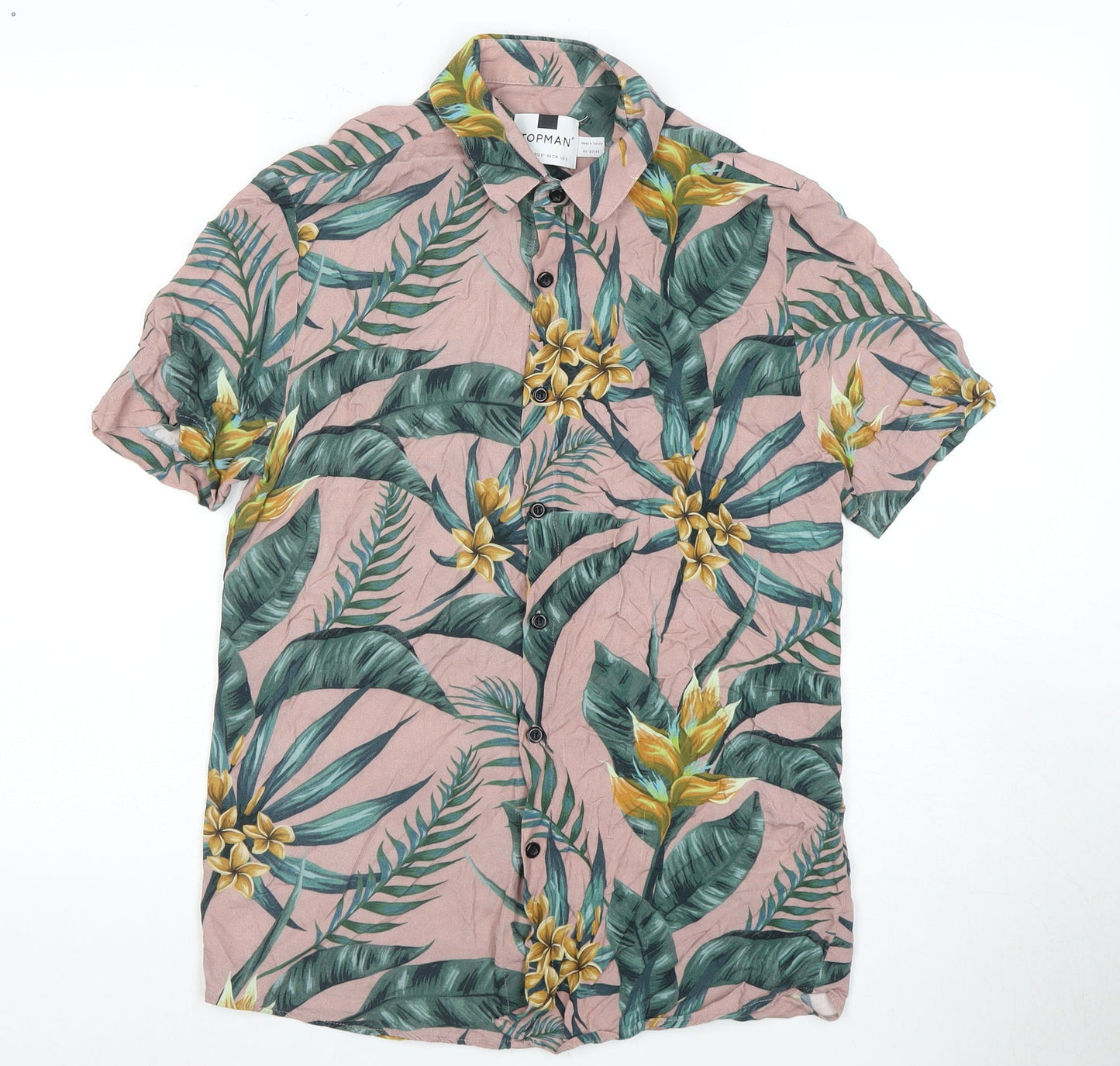 Topman Men's Floral Short Sleeve Shirt Multicoloured S
