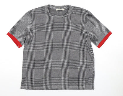 Zara Trafaluc Women's Check T-Shirt, Size 18, Black