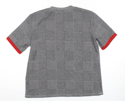 Zara Trafaluc Women's Check T-Shirt, Size 18, Black