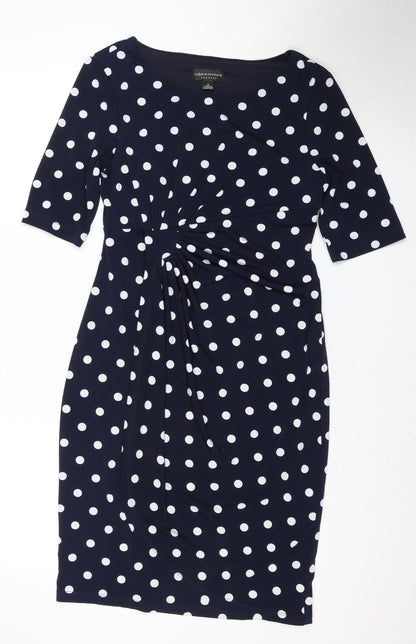 Connected Apparel Women's Blue Polka Dot Sheath Dress Size 8